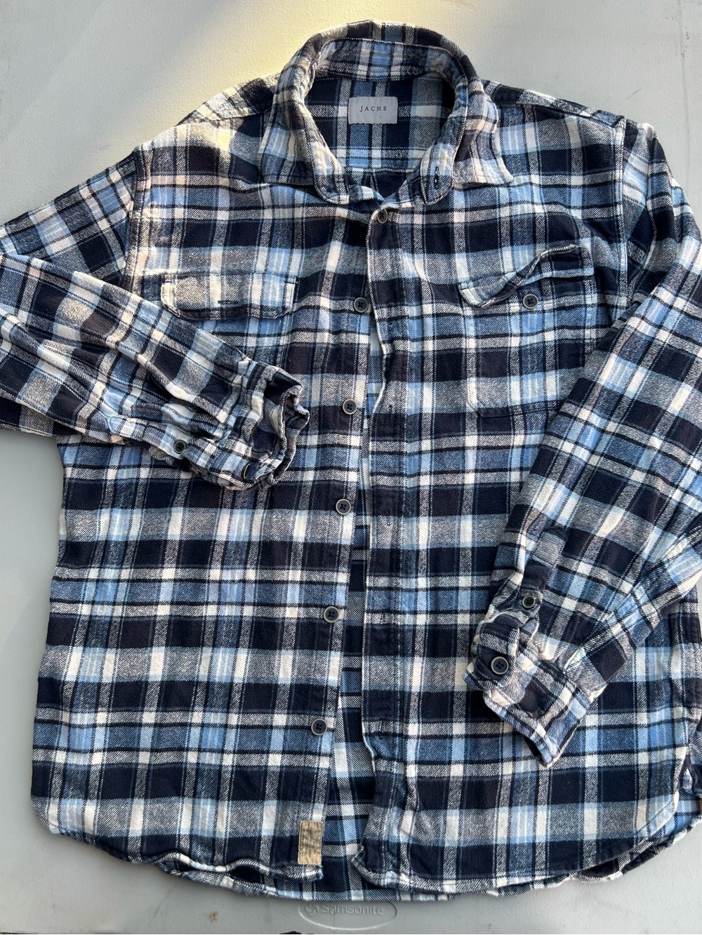 Jachs Blue, Navy & White Plaid Button-Down Shirt